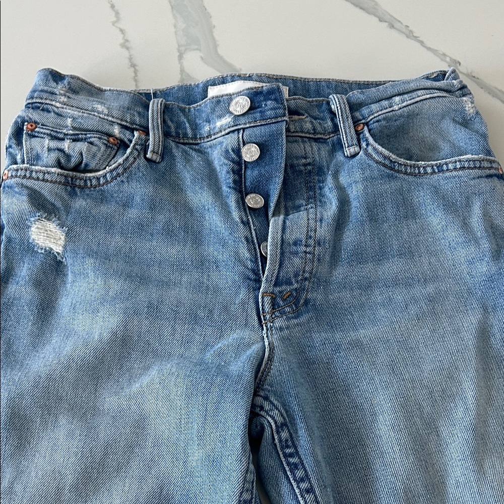 MOTHER Light Blue Straight Leg Jeans - Picture 5 of 10